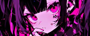 Preview wallpaper girl, hairpins, jewelry, pink, anime, dark