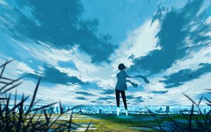 Preview wallpaper girl, halo, alone, anime, art