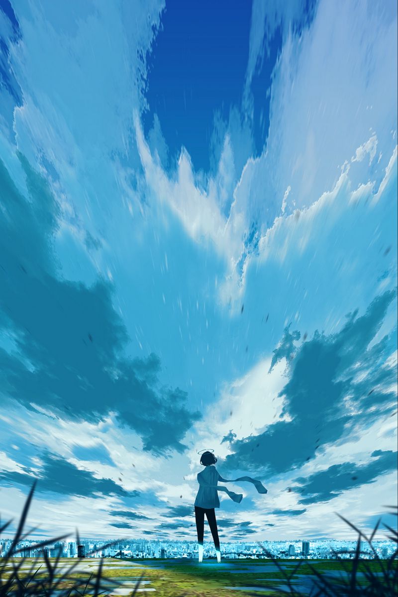 Download wallpaper 800x1200 girl, halo, alone, anime, art iphone 4s/4 for  parallax hd background