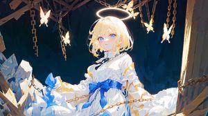 Preview wallpaper girl, halo, dress, bow, anime
