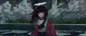 Preview wallpaper girl, halo, jacket, anime, art