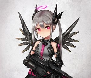 Preview wallpaper girl, halo, weapon, anime, art