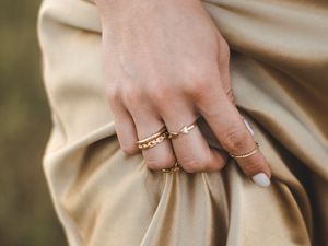 Preview wallpaper girl, hand, rings, dress