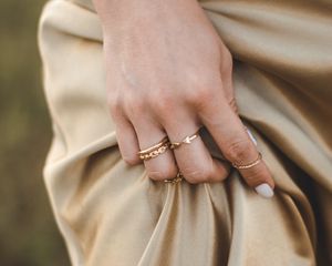 Preview wallpaper girl, hand, rings, dress