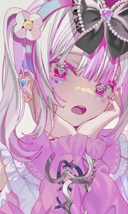 Preview wallpaper girl, handcuffs, art, anime, pink