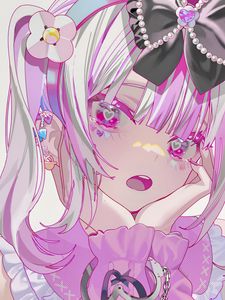 Preview wallpaper girl, handcuffs, art, anime, pink