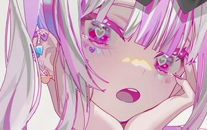 Preview wallpaper girl, handcuffs, art, anime, pink