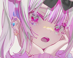 Preview wallpaper girl, handcuffs, art, anime, pink