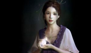 Preview wallpaper girl, hands, bird, tenderness, care
