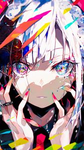 Preview wallpaper girl, hands, eyes, bright, art, anime