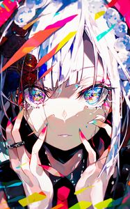 Preview wallpaper girl, hands, eyes, bright, art, anime
