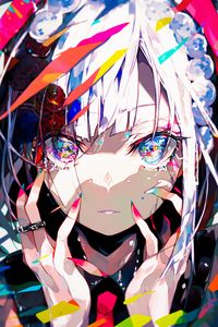 Preview wallpaper girl, hands, eyes, bright, art, anime