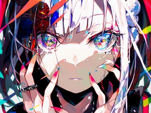Preview wallpaper girl, hands, eyes, bright, art, anime