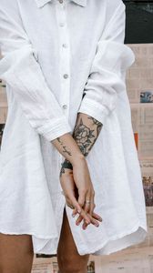 Preview wallpaper girl, hands, tattoo, rings