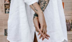 Preview wallpaper girl, hands, tattoo, rings