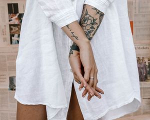 Preview wallpaper girl, hands, tattoo, rings