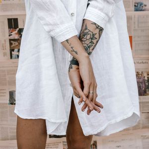 Preview wallpaper girl, hands, tattoo, rings