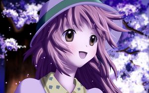 Preview wallpaper girl, happy, hat, spring, evening