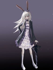 Preview wallpaper girl, hare, ears, umbrella, anime, art