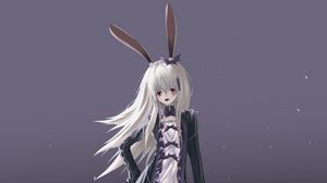 Preview wallpaper girl, hare, ears, umbrella, anime, art