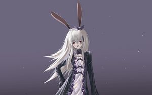 Preview wallpaper girl, hare, ears, umbrella, anime, art