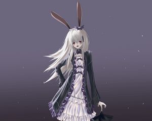 Preview wallpaper girl, hare, ears, umbrella, anime, art