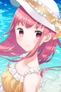Preview wallpaper girl, hat, beach, summer, anime