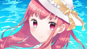 Preview wallpaper girl, hat, beach, summer, anime