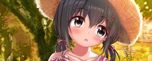 Preview wallpaper girl, hat, bike, anime