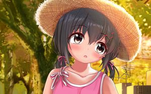 Preview wallpaper girl, hat, bike, anime