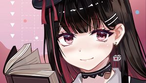 Preview wallpaper girl, hat, book, reading, anime, art