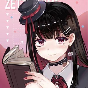 Preview wallpaper girl, hat, book, reading, anime, art