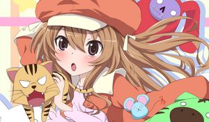 Preview wallpaper girl, hat, cat, surprise, cutie