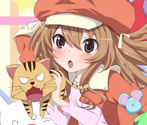 Preview wallpaper girl, hat, cat, surprise, cutie