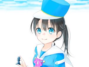 Preview wallpaper girl, hat, chess, anime