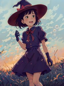 Preview wallpaper girl, hat, dress, gloves, anime