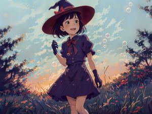 Preview wallpaper girl, hat, dress, gloves, anime