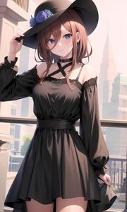 Preview wallpaper girl, hat, dress, smile, anime, art