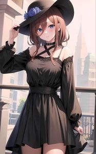 Preview wallpaper girl, hat, dress, smile, anime, art