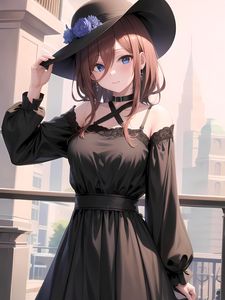 Preview wallpaper girl, hat, dress, smile, anime, art