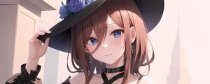 Preview wallpaper girl, hat, dress, smile, anime, art