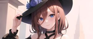 Preview wallpaper girl, hat, dress, smile, anime, art