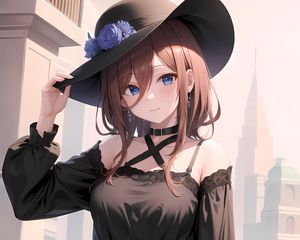 Preview wallpaper girl, hat, dress, smile, anime, art