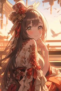 Preview wallpaper girl, hat, dress, jewelry, anime