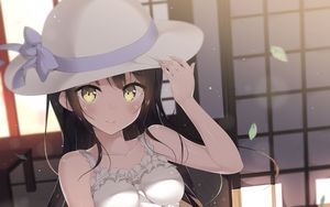 Preview wallpaper girl, hat, dress, smile, anime