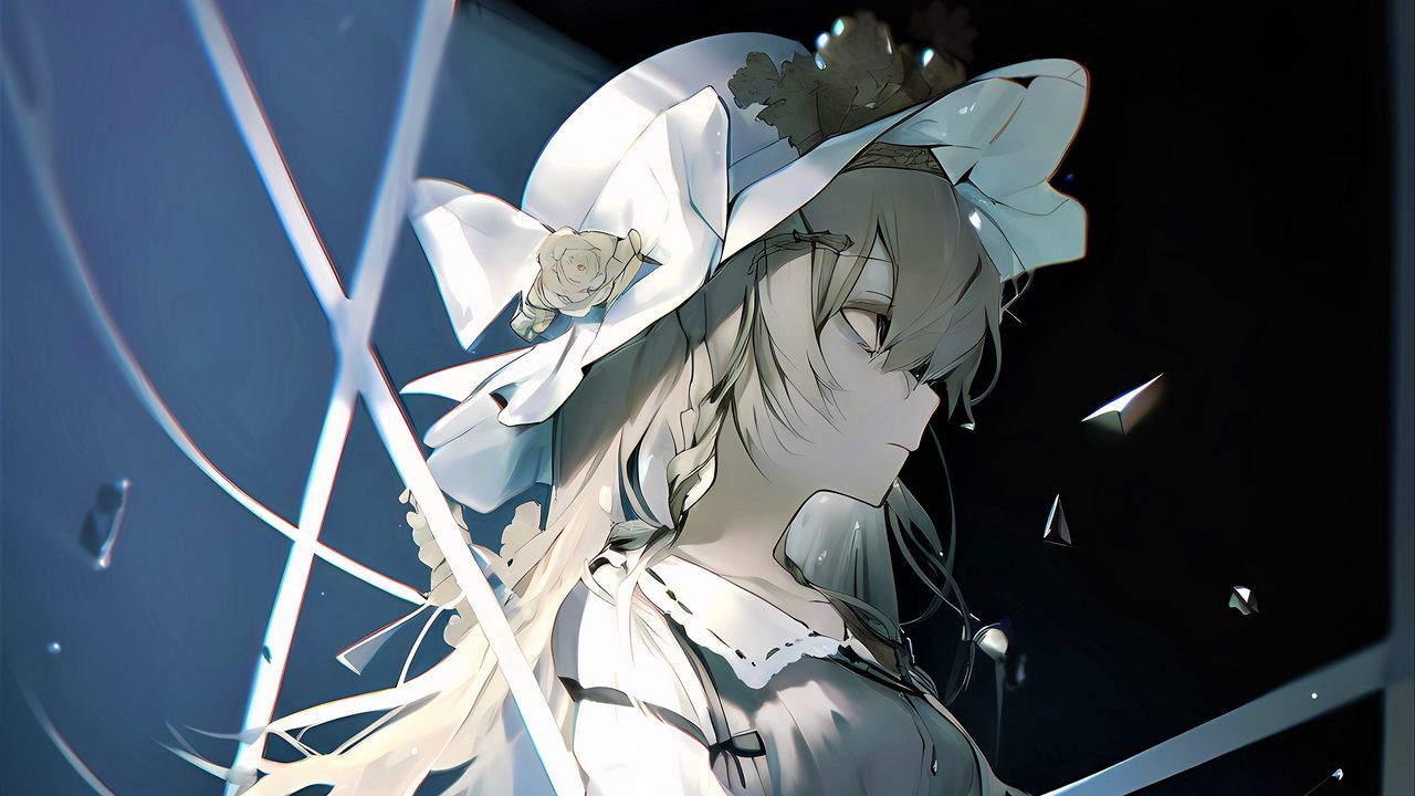 Wallpaper girl, hat, dress, ribbon, anime