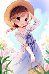 Preview wallpaper girl, hat, dress, summer, anime