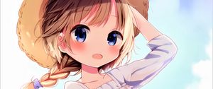 Preview wallpaper girl, hat, dress, summer, anime