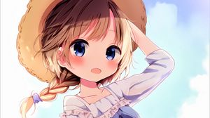 Preview wallpaper girl, hat, dress, summer, anime