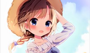 Preview wallpaper girl, hat, dress, summer, anime